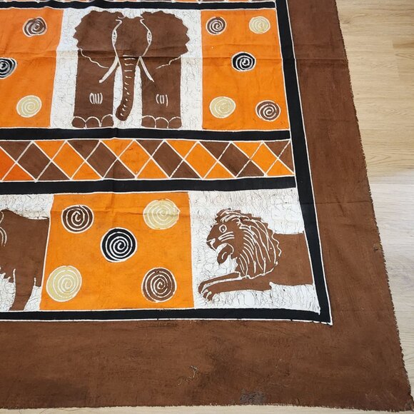 Batik Cotton Fabric Panel African Animal Safari Themed 82"x60" - Picture 3 of 11
